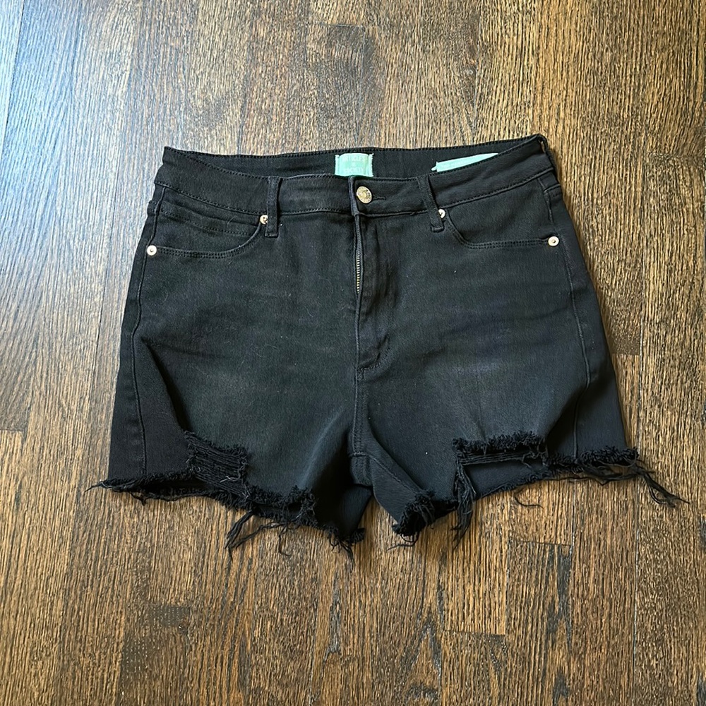 Articles of Society. Highrise denim shorts with stretch.